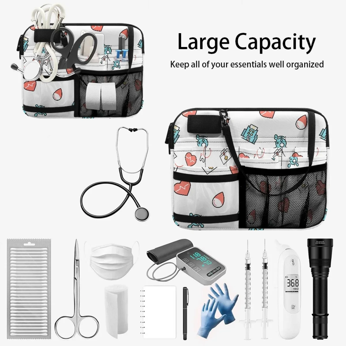 Sac banane portable de grande capacité pour stéthoscopes, ceinture multi-poches, trousse de soins, cadeaux de stockage d'infirmière