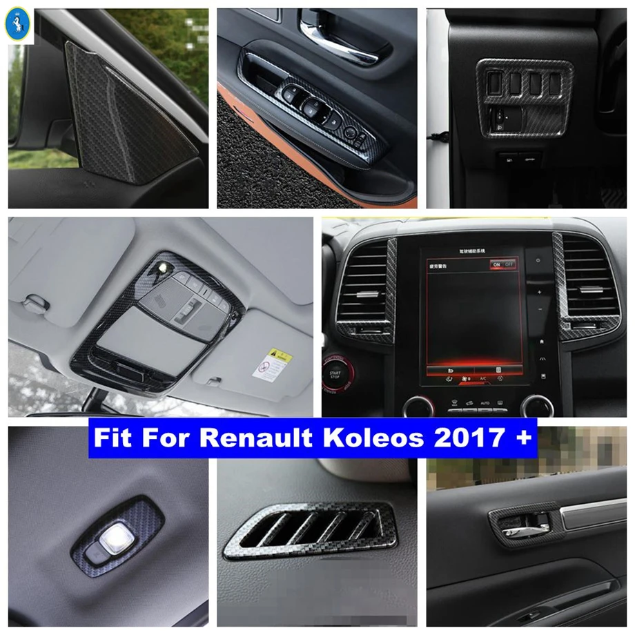 

Carbon Fiber Car Headlight / Door Handle Bowl / Window Lift Switch Panel / Air Outlet Cover Trim For Renault Koleos 2017 - 2022