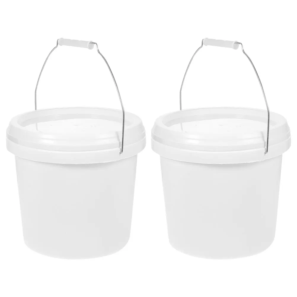 

2pcs 4L White PP Paint Buckets with Lid Round Heavy Duty Sealed Containers for Painting Pigment Storage Bucket