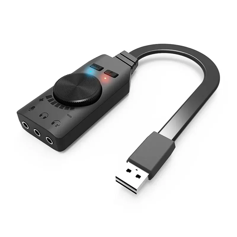 Kartu suara Game komputer USB eksternal 7.1 Saluran, kartu Audio eksternal untuk Gaming PUBG 3.5mm colokan adaptor USB dan Mainkan PC Laptop