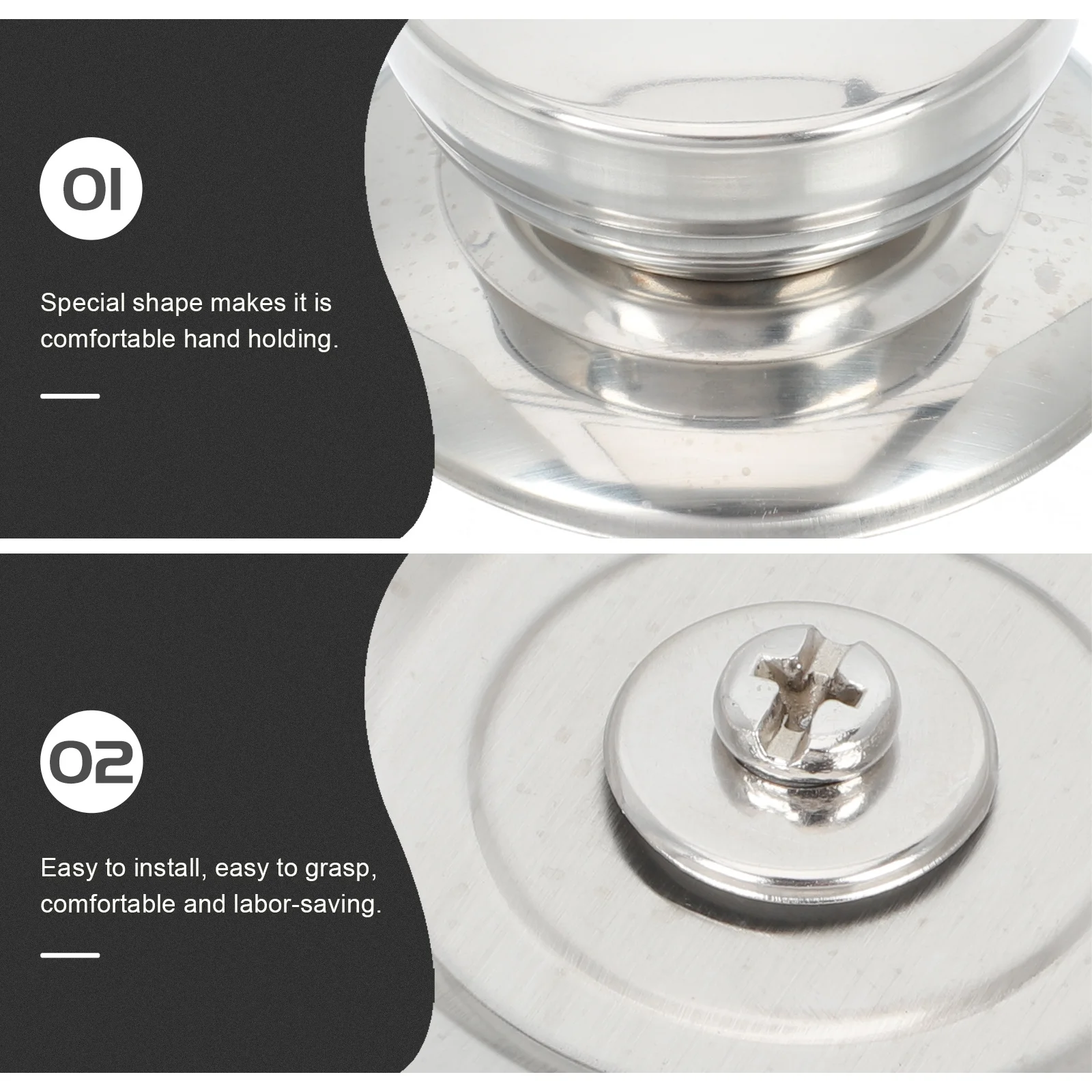 

3Pcs Pot Lid Knobs Stainless Steel Replacement Handles Comfortable Practical Kitchen Pot Cover Accessories Universal Use
