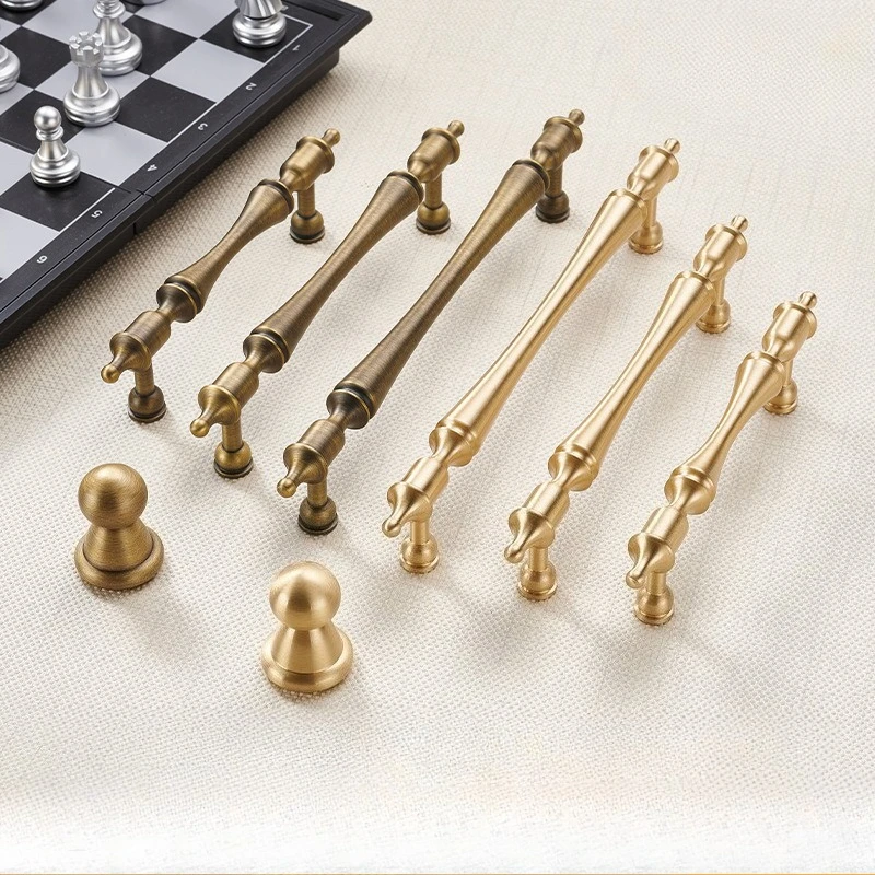 French Brass Cabinet Door Handle Modern Wardrobe Door Handle Simple Drawer Knob Light Luxury Creative Golden Brass Long Handle