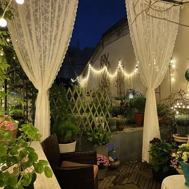 Blumenbestickter Spitzenvorhang mit Schlauchzug für Badezimmer, Schlafzimmer, kleine Fenster, Schrankabdeckung, staubdichte Vorhänge – Detail 5