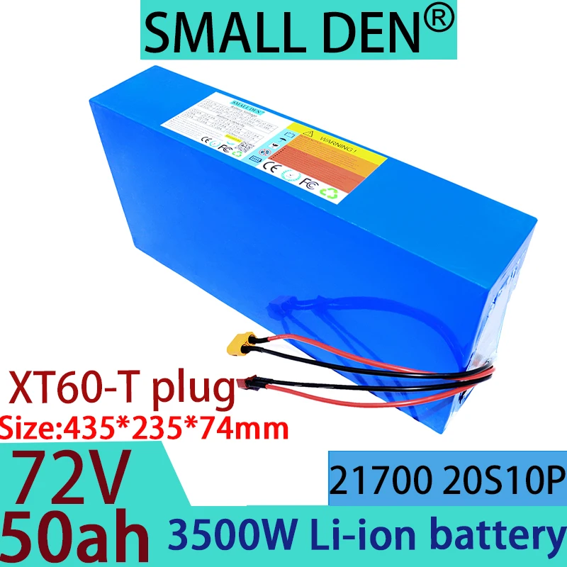 New 72V 50ah 21700 lithium battery pack with built-in BMS 0-3500W rechargeable cycle battery, suitable for motorcycles