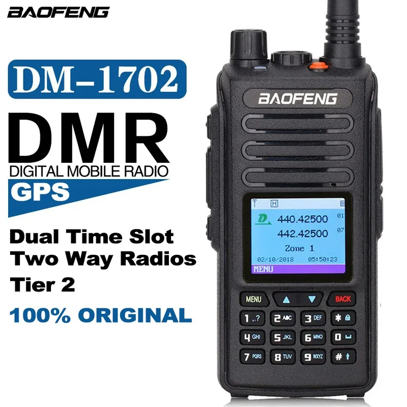 BAOFENG DM-1702 Digital Mobile Walkie Talkie Handheld Terminal DM1702 Radio Dual Band DMR Dual Time Slot Two Way Radios Tier 2