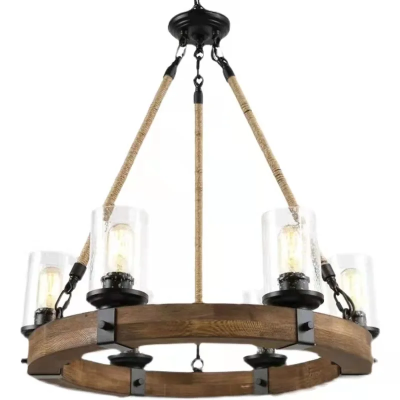 

Creative and simple American country solid wood chandelier living room dining room bedroom B & B hotel clothing store personali