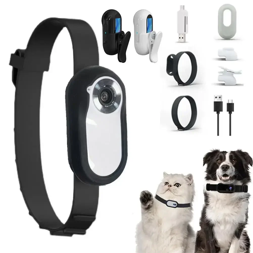 Pet Collar Camera USB Rechargeable HD 1080P LCD Display Lightweight Pet Sport Camera Support Video and Photo Function for Cats
