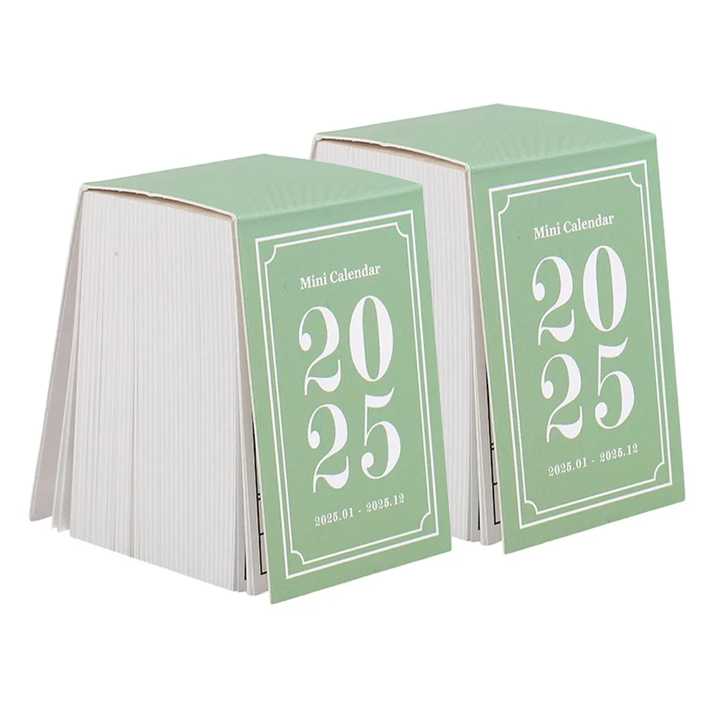 

2Pcs Mini Tear-Off Desk Calendar 2025 Small Daily Planner January to December Teacher Home Office Schedule Organizer