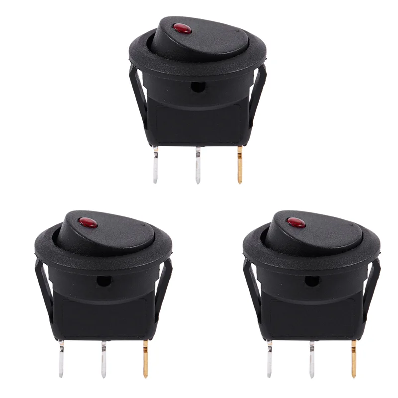 T82C Heißer Verkauf-3X 12V LED Inverter Rocking Rocker Schalter RUND SPST On-OFF Für BOOT Auto Rot