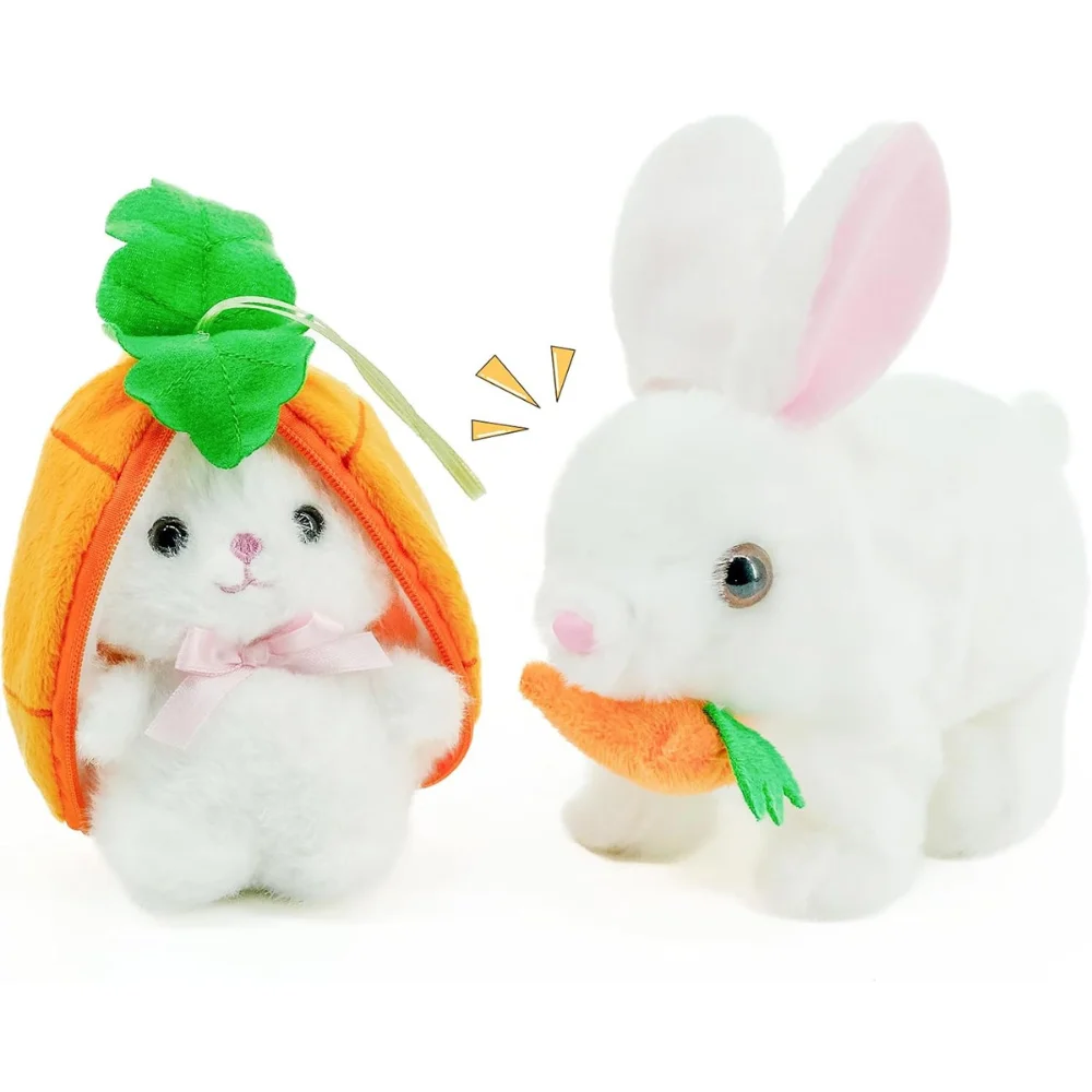 

Talking Bunny Plush Toy with Carrot Walking Electric Rabbit Toy Sound Moving Ears Interactive Stuffed Animal for Kids