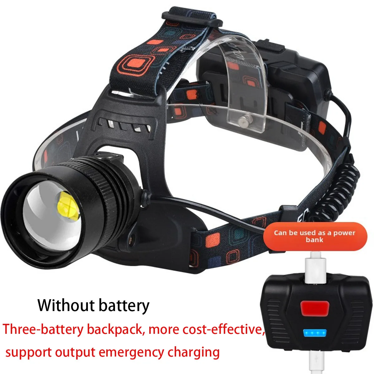 New high-power aluminum alloy strong light LED headlamp P50 strong light headlamp USB rechargeable zoom headlamp