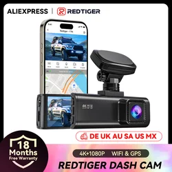 REDTIGER F7N Dash Camera Front and Rear 4k Dash Cam Drive Recorder for WiFi GPS Car Dvr for 24H Parking Mode Black Box for Car