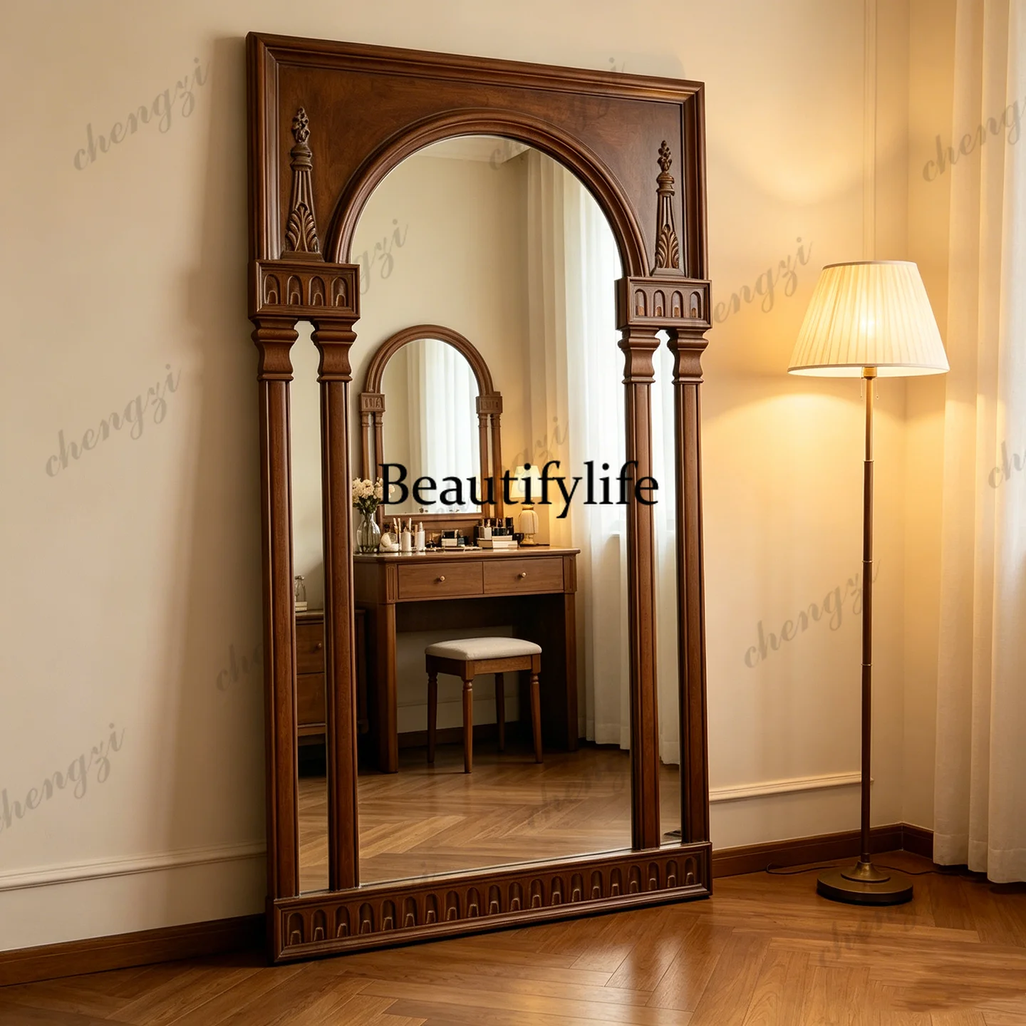 

French retro full-body mirror medium and ancient style home floor-to-ceiling American clothing store fitting mirror