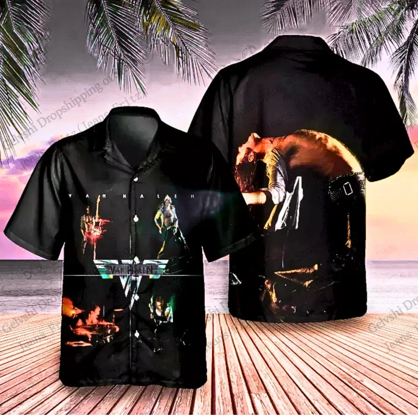 New Vintage Rock Band Van Halen Album Stampa 3D Camicia hawaiana Uomo Donna Moda Hip Hop Camicia a maniche corte Van Halen Tour Camicetta