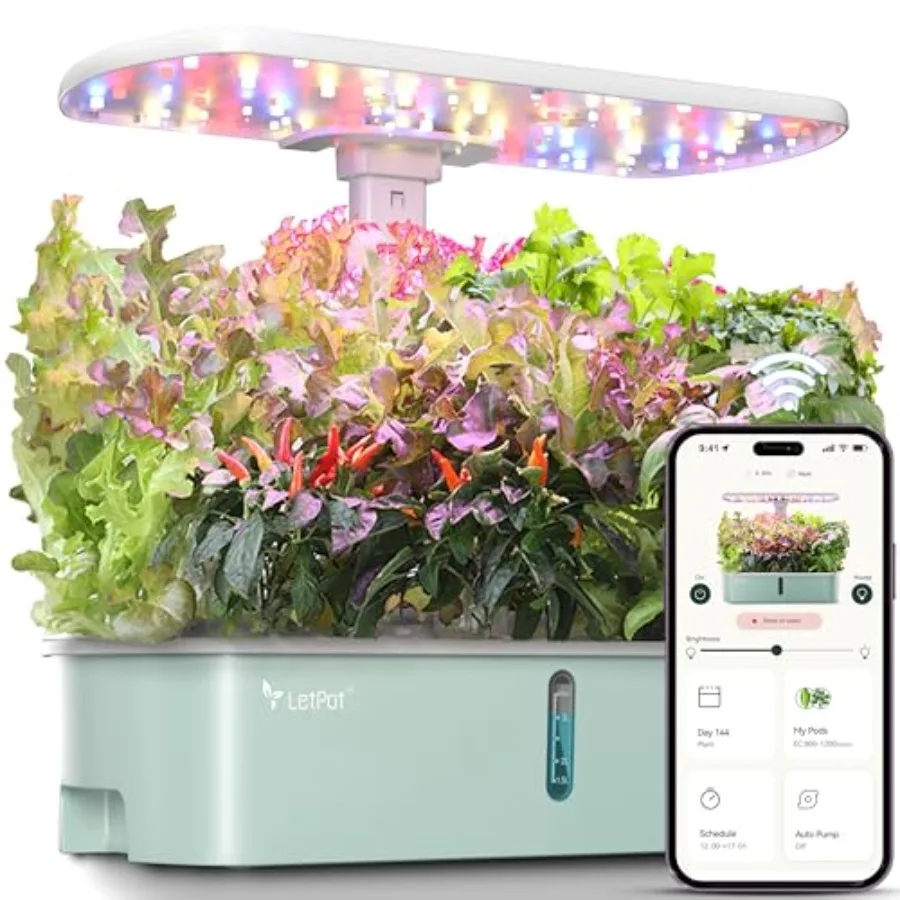 

Smart Indoor Garden with APP WiFi Control 24W Full Spectrum Adjustable Grow Light 10-Pod Planter Hydroponics System for Kitchen