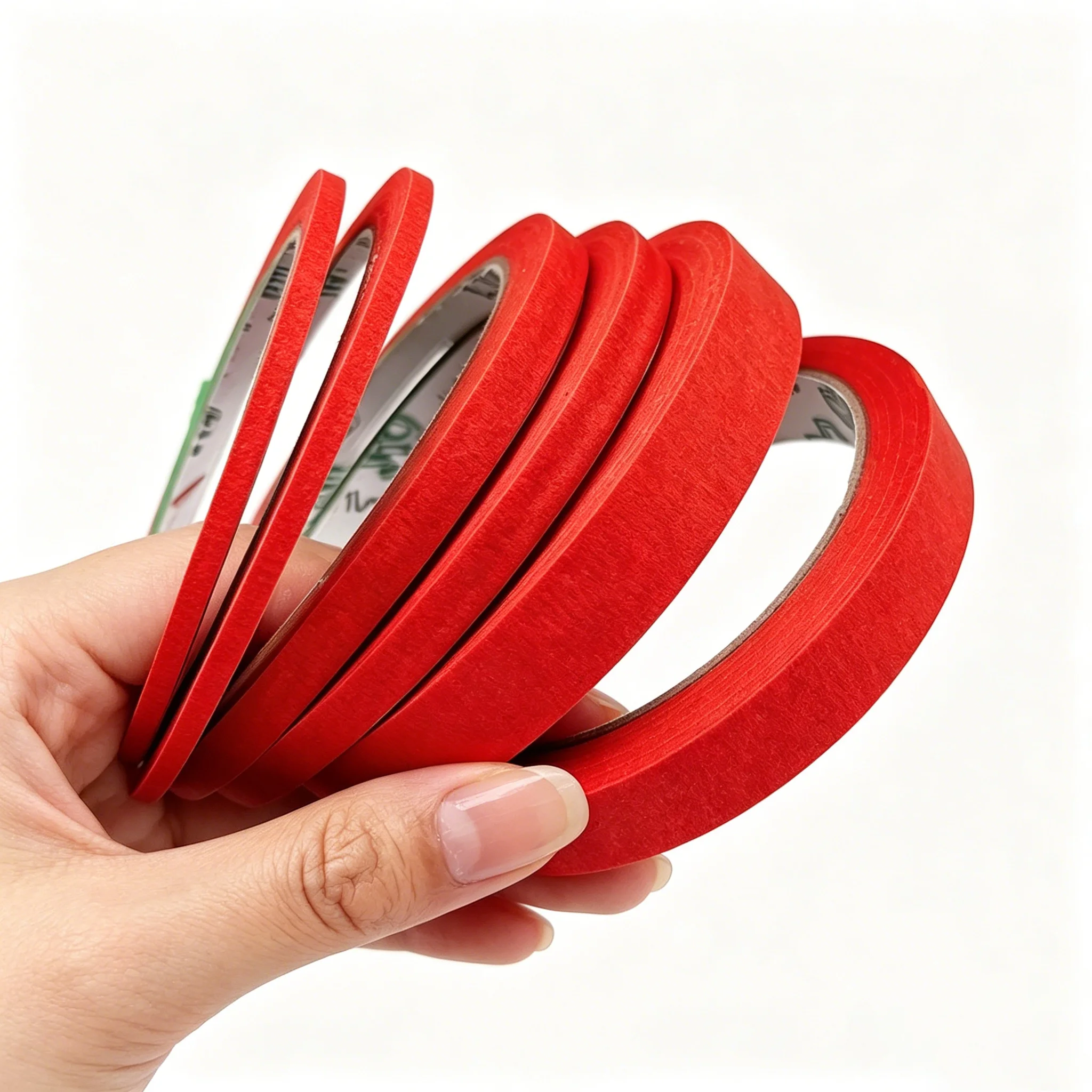 3/6 Rolls Red Painter Tape - 3mm to 13mm Width 787.4 Inches Per Roll - High-Quality Removable Adhesion Smooth Surface Neatly