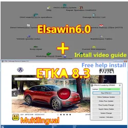 Etka 8.3 mit ELSAWIN 6.0 neuester Wartungssoftware-Gruppen-Fahrzeugkatalog für elektronische Teile, geeignet für V/W+AU/DI+SE/AT+SKO/D