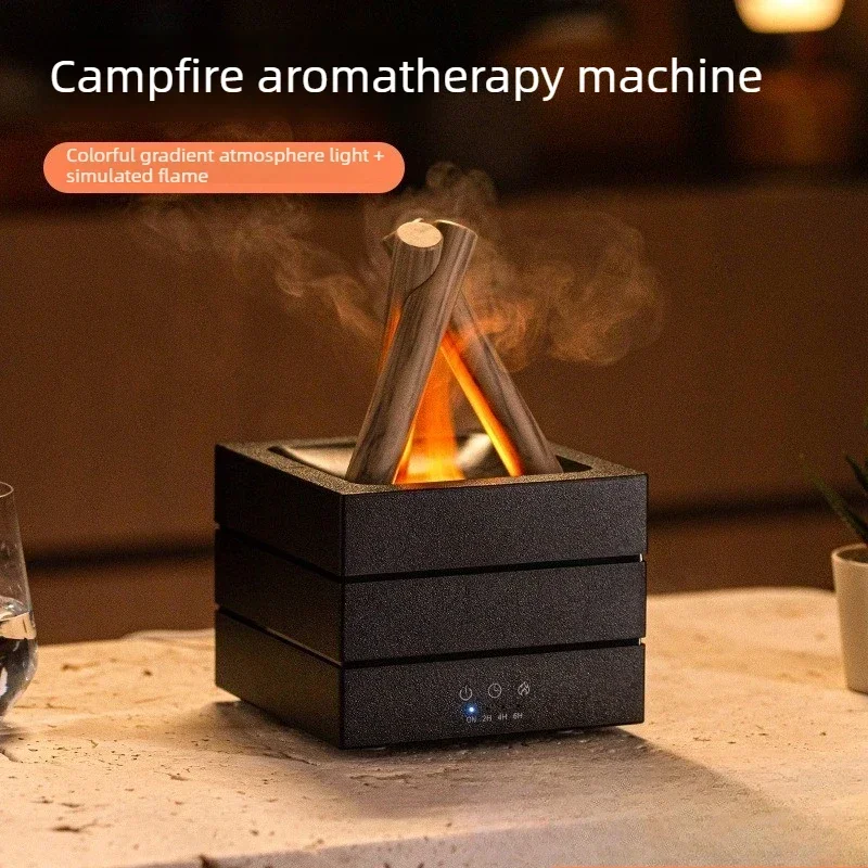 

2026USB Plug-in Flame with Humidification Function Fireplace Essential Oil Diffuser Colorful Flame Campfire Aroma Diffuser Firep