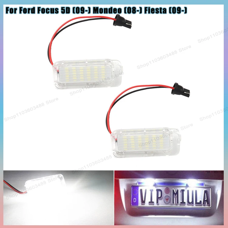 LED License Plate Lights Fit for Ford Focus 5D (09-) Mondeo (08-) Fiesta (09-) - Error Free Plug & Play Replacement