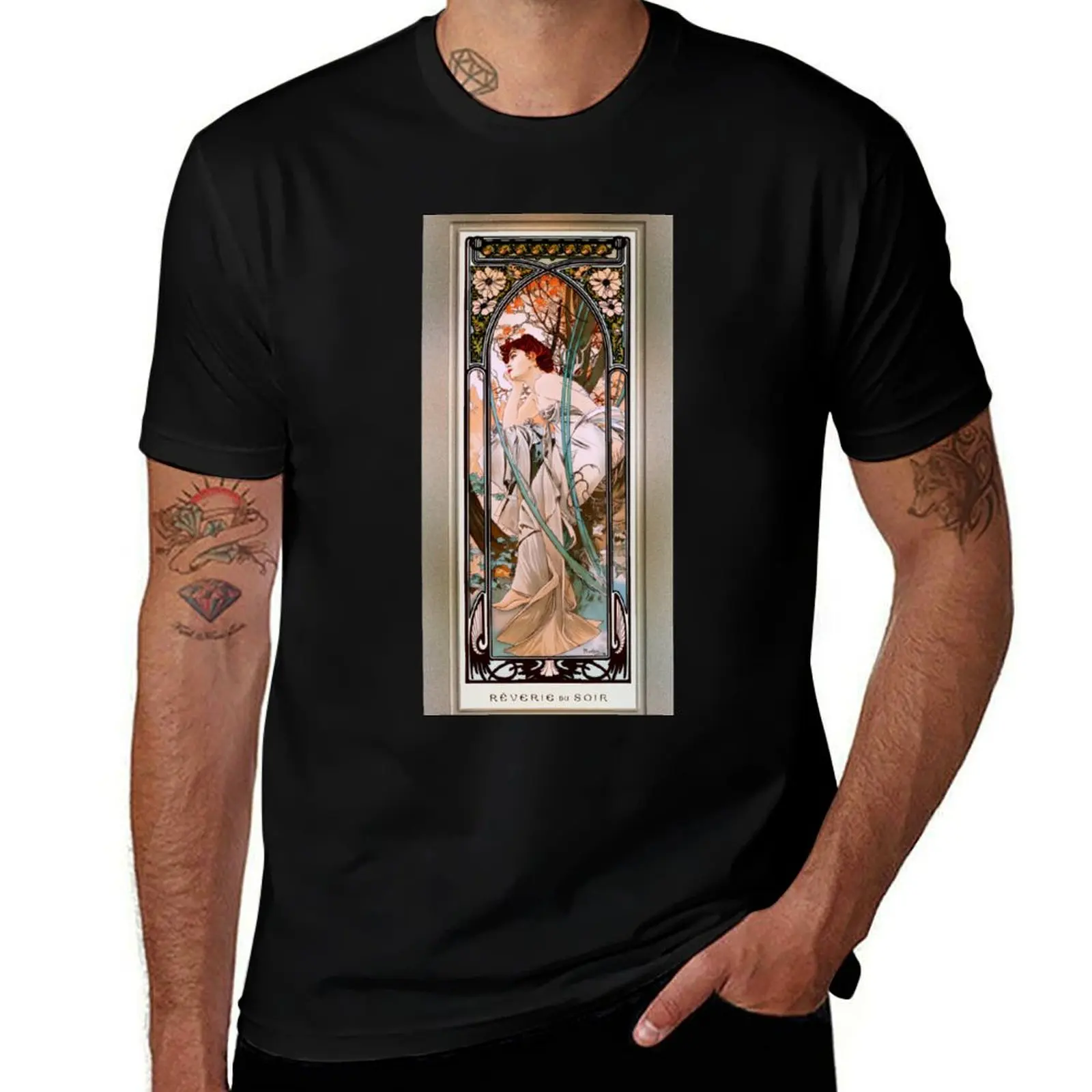 Evening Reverie by Alphonse Mucha Remastered Xzendor7 Vintage Art Reproductions T-Shirt Cool Dry Performance T-Shirt