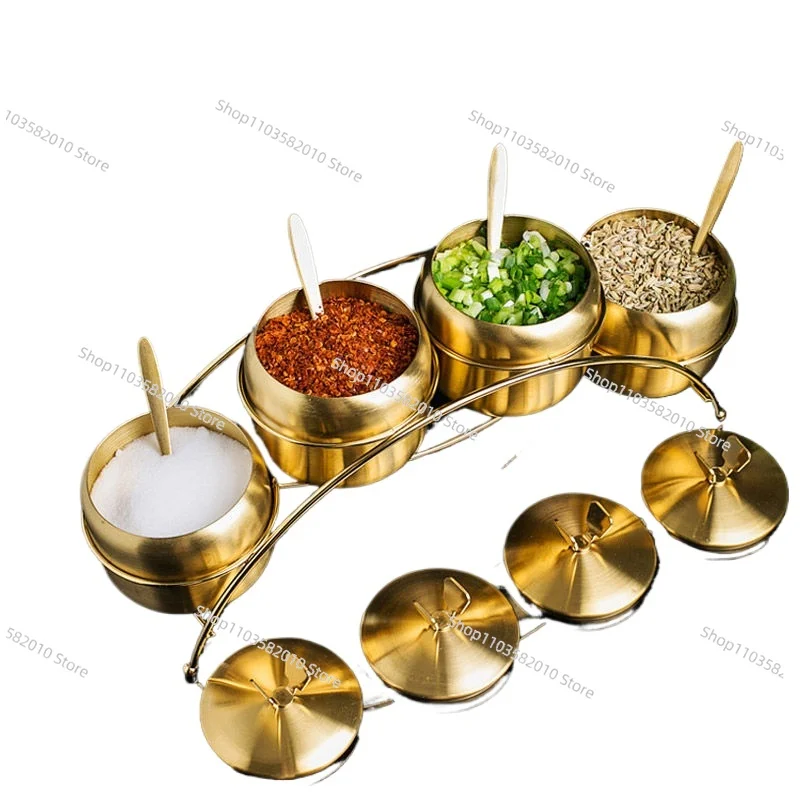 Stainless Steel Seasoning Jar Set, Commercial Household Kitchen Ingredient Storage Box