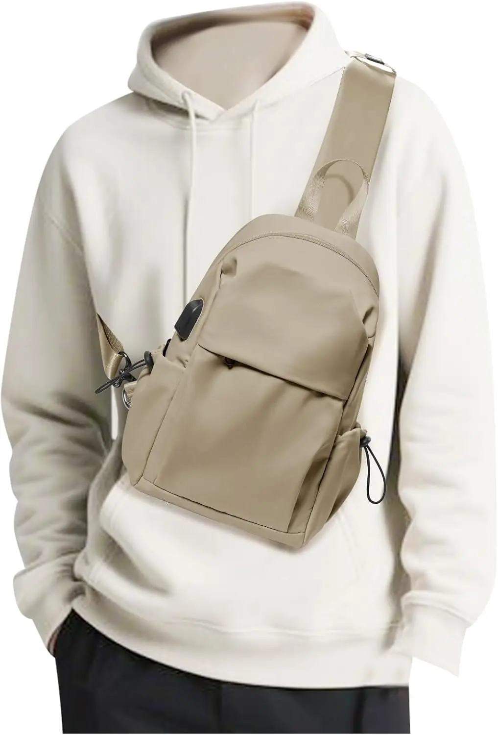 

Коричневая сумка через плечо на слинге для мужчин и женщин — мини-рюкзак с защитой от кражи на одном ремне для путешествий, пеших прогулок, тренажерного зала