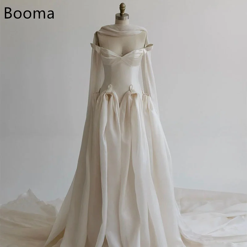 

Booma A-Line Simple Sleeveless Wedding Dresses Satin Side Split V-Neck Satin Brides Gown Customize 2025