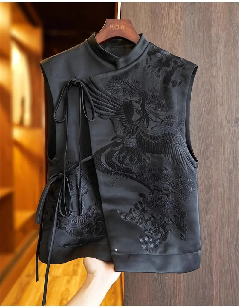 

Women's Jackets Women Vest Chinese Embroidery Chinese Vest vest Female Design Sense Fashion Vest National Style Buckle Female
