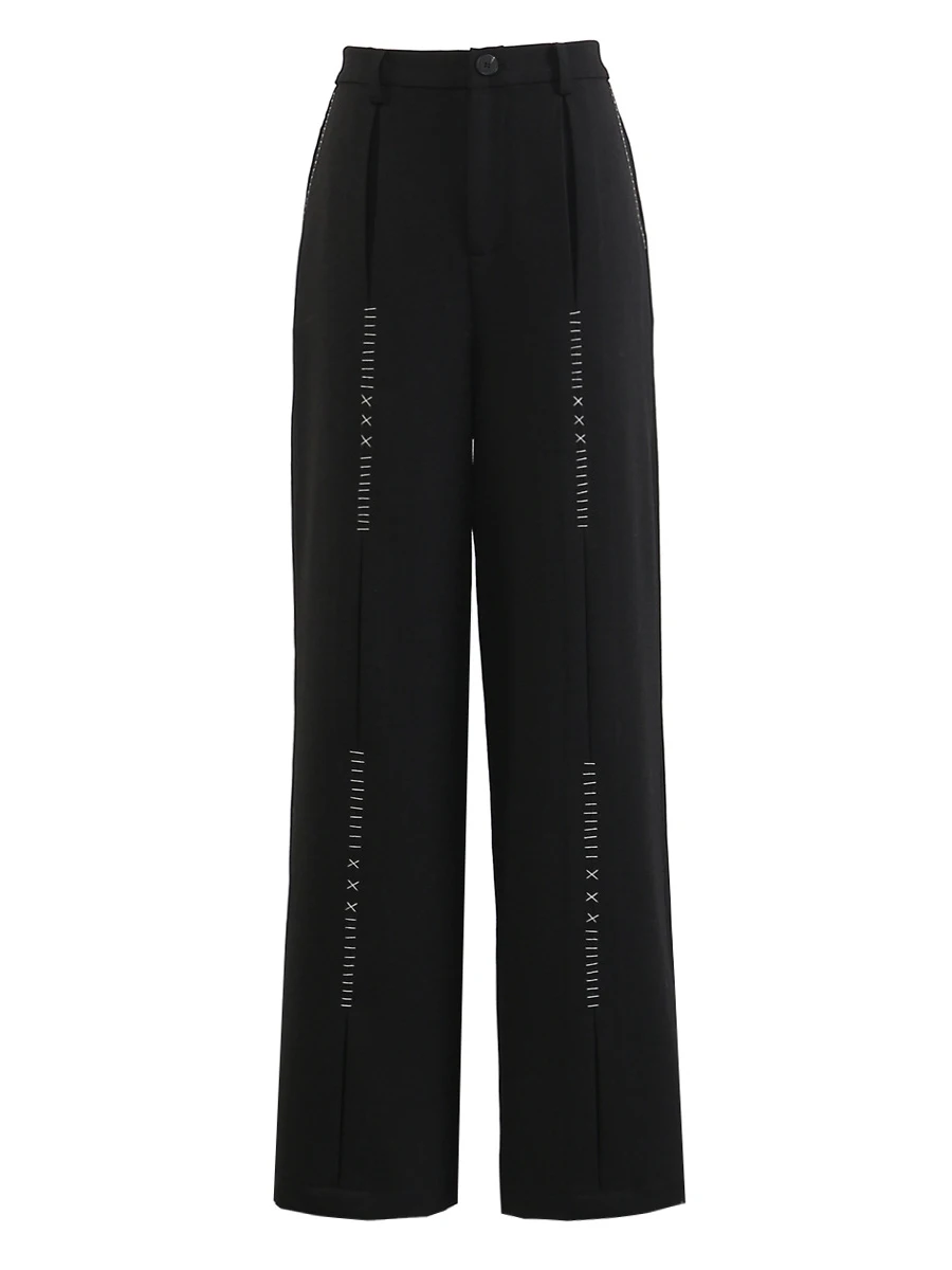 TWOTWINSTYLE التخسيس تقسم خط مشرق قطعتين مجموعات للنساء الخامس الرقبة طويلة الأكمام السترة عالية الخصر بانت مجموعة الموضة الإناث