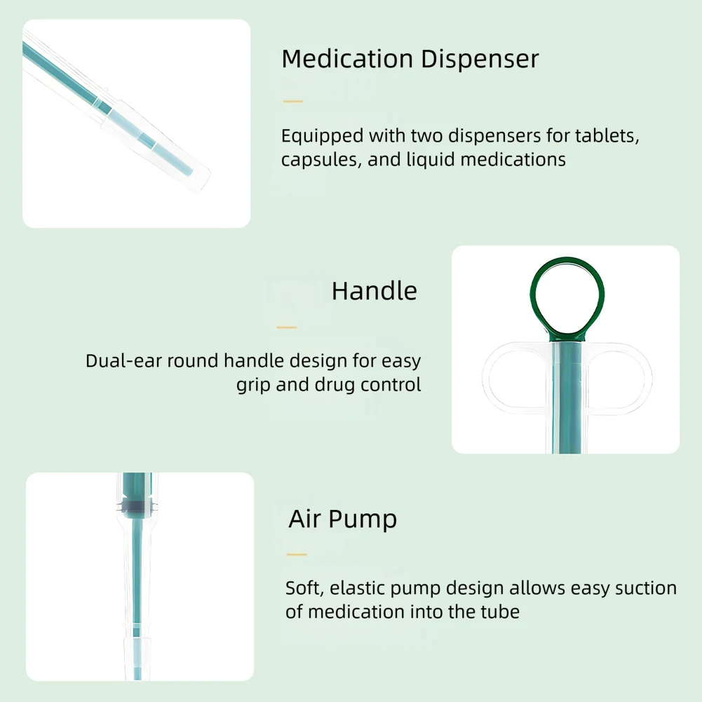 موزع أدوية للحيوانات الأليفة، موزع أدوية من نوع الضغط، مجموعة من 3 قطع، وحدة تغذية طبية، أداة توزيع تغذية أدوية الحيوانات الأليفة، مستلزمات الحيوانات الأليفة