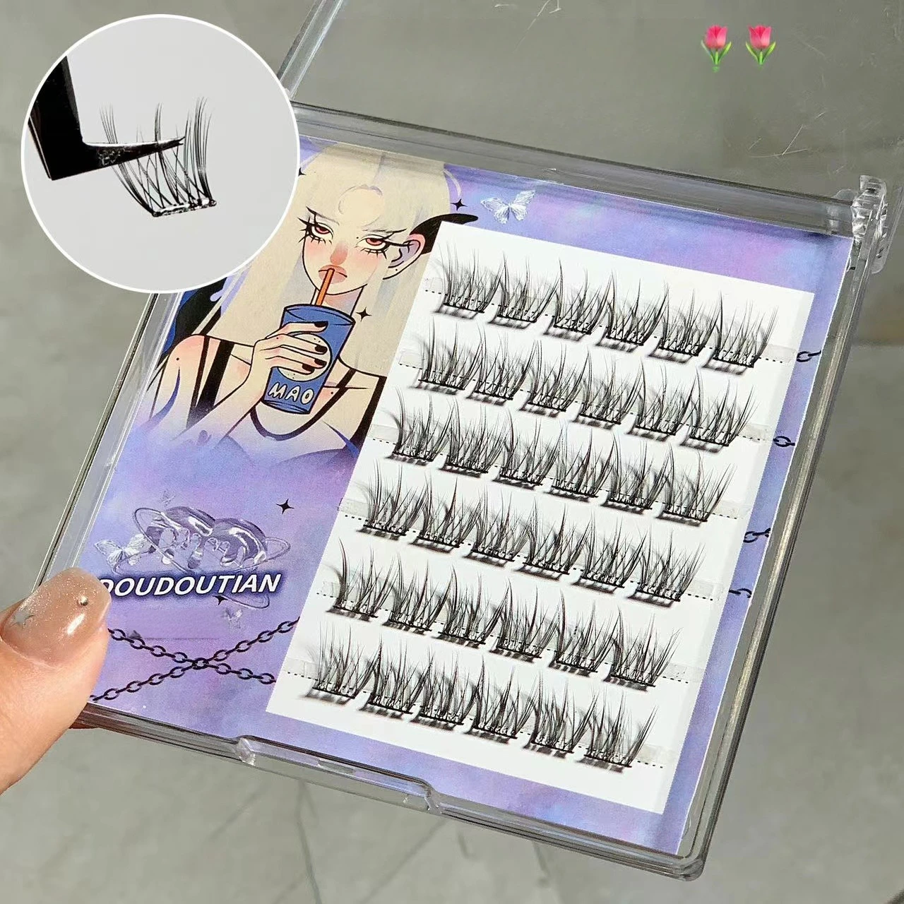 接着剤なしの3Dつけまつげ,動物の二重シリーズ,美しいマウス,鳥,ウサギ,キツネ,白,自然シミュレーション,3部構成