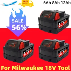 6000 Mah/12000 Mah Voor Milwaukee M18 18V Vervanging Voor Milwaukee M18B5 XC Li-Ion Batterij 48-11-1815 2604-20 48-11-1850 Oplader