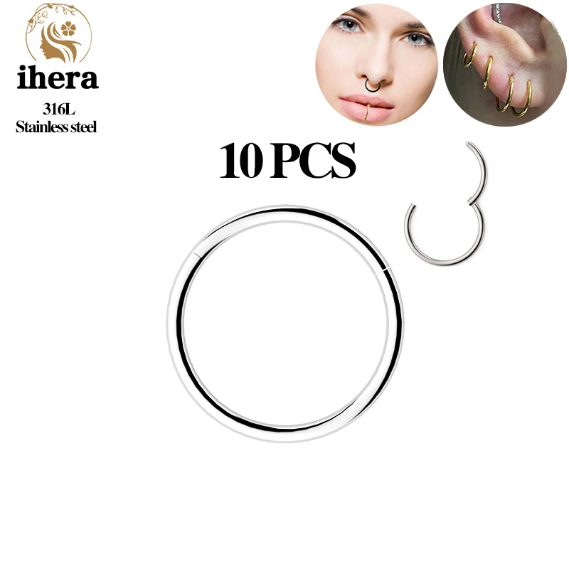 1/10 Stück Edelstahl Septum Clicker Klappbare Segment-Ringe Runde Nasenringe Ohrknorpel Helix Ohrringe Körperschmuck – Detail 11