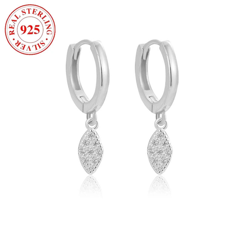 

925 sterling silver with diamond leaf ladies earrings hypoallergenic simple earrings ladies fashion exquisite jewellery gift