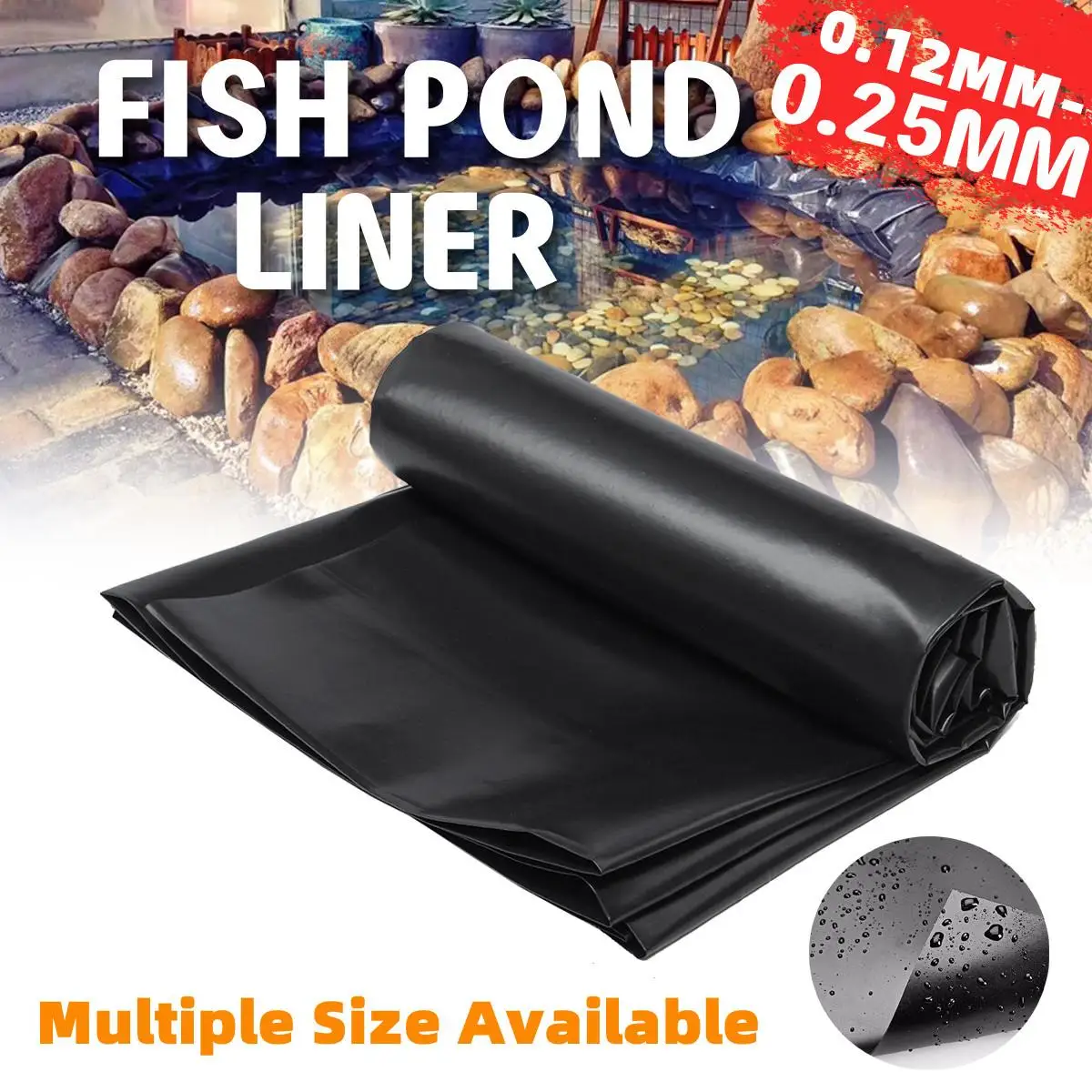 0.12-0.25mm Thickness HDPE Fish Pond Liner Garden Pond Landscaping Pool Reinforced Heavy Duty Waterproof Membrane Pond Liner