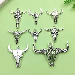 8/10pcs Retro Animal Bull Head Design Charms Alloy Metal Eid al-Adha Pendants For DIY Bracelet Necklace Jewelry Making Accessori