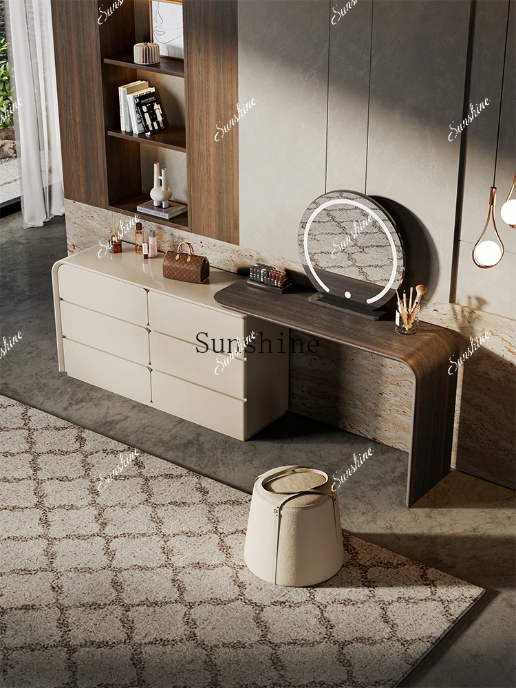 

Dresser, light luxury minimalist high-end solid wood makeup table design bedroom six chest Italian style FT