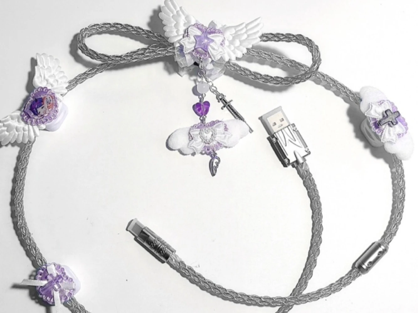 8k keyboard Cable cute pc accessories 1.3m Hand Knitting USB Type-C no aviation cable Magnetic Keyboard Cable 8k Return Rateve