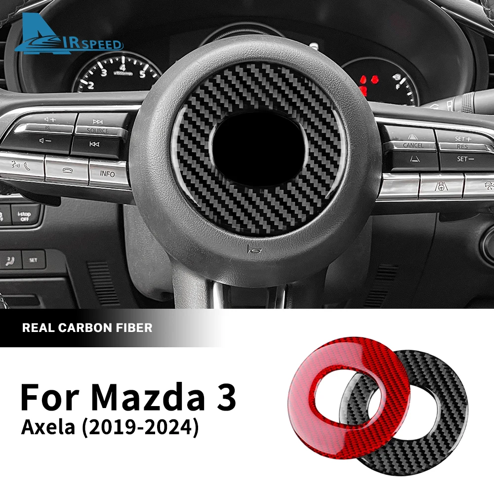 Echter weicher Carbonfaser-Aufkleber für Mazda 3 Axela BP 2019–2025/CX-30 2020–2025/CX-50 2022–2025, Auto-Lenkrad-Mittelverkleidung