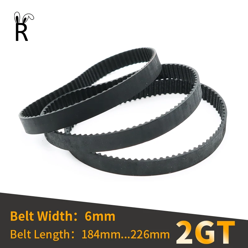 2GT Rubber Closed Loop Timing Belt Width 6mm Length 184 186 190 196 202 208 214 220 226mm GT2 Drive Belt Conveyor Toothed Belt