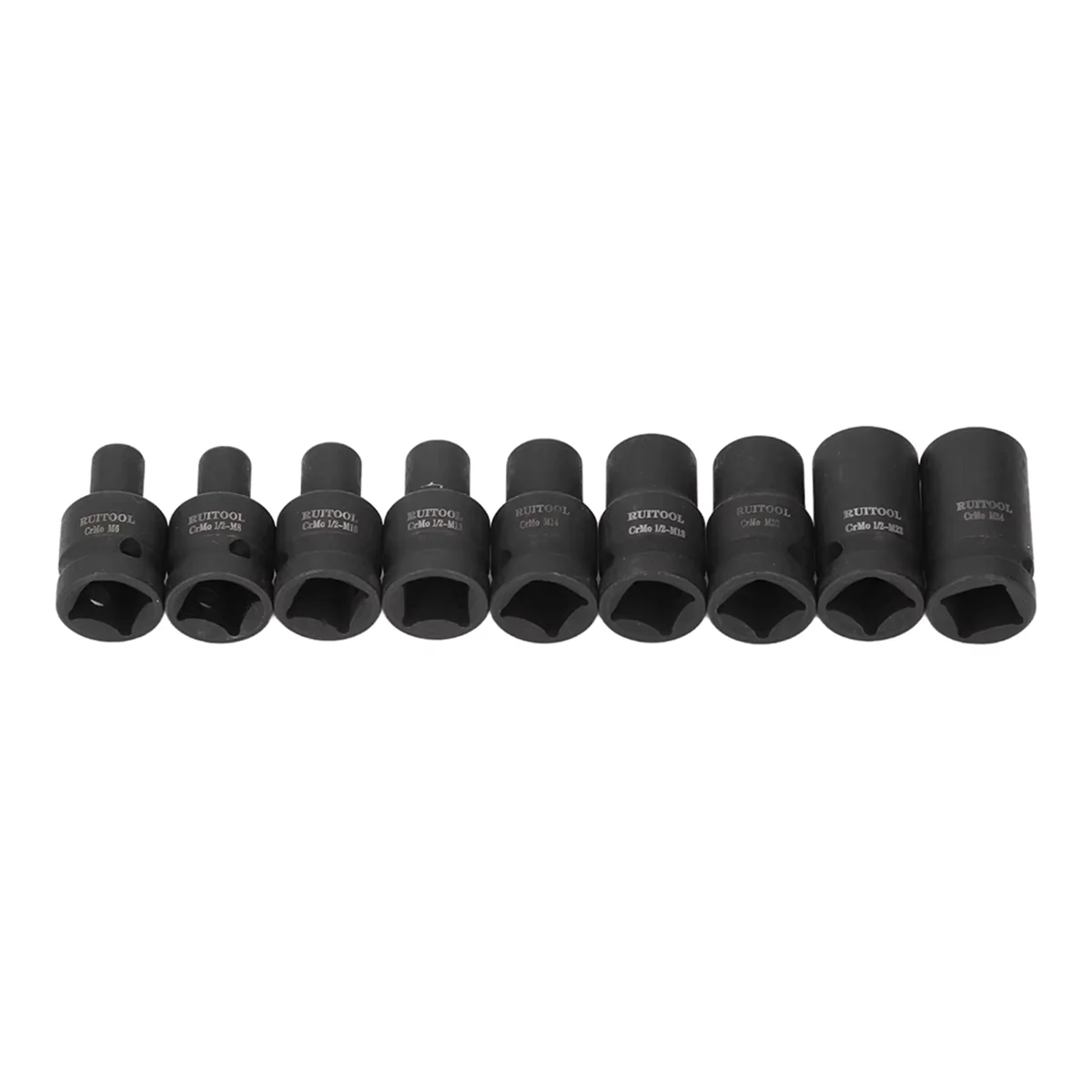 

A002 9 Pcs Tap Sockets Molybdenum Steel 1/2 Inch Drive Socket for Electric Pneumatic Hand Wrench Tap Socket Set