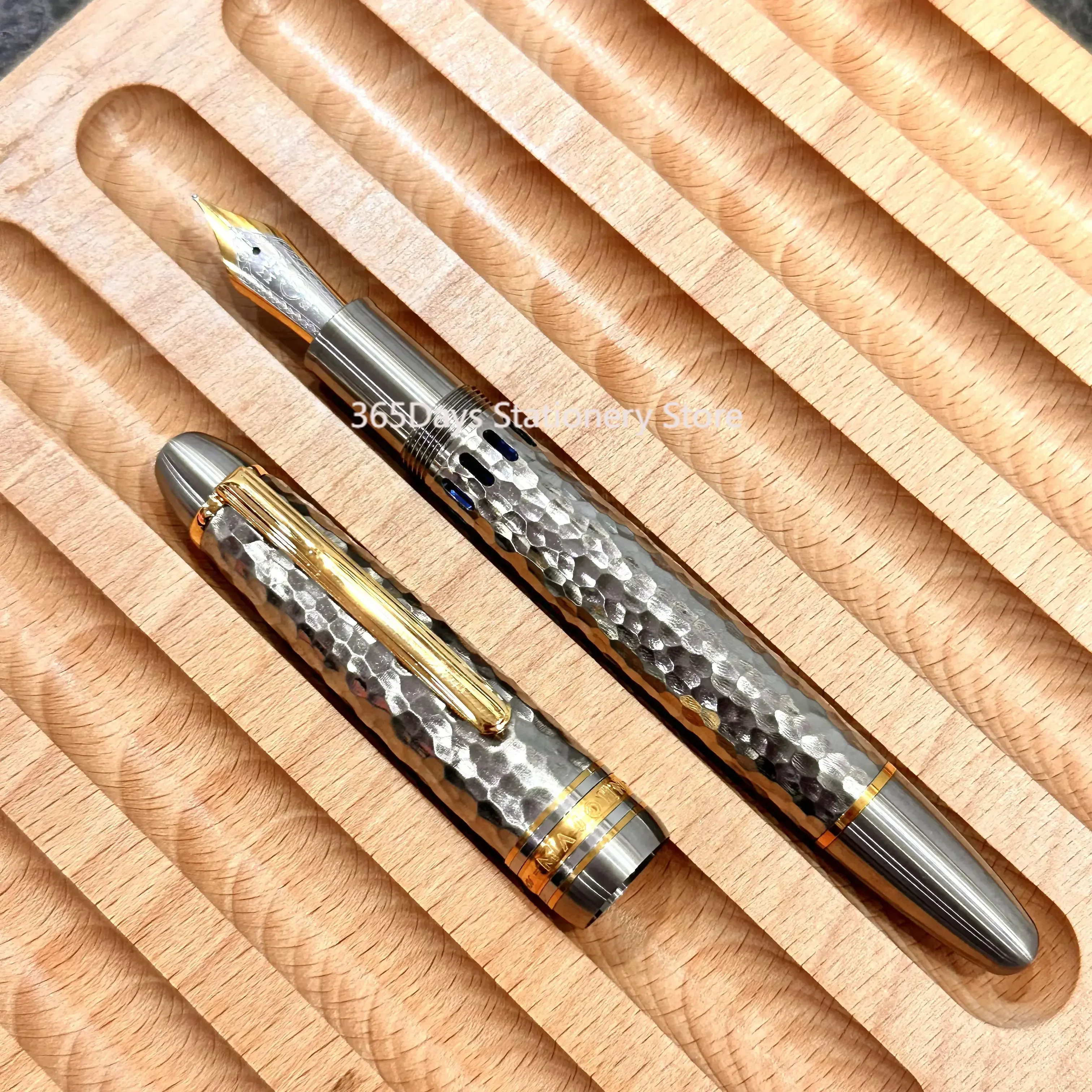 MAJOHN Ti-136 Metal Piston Fountain Pen Titanium Alloy 18k Gold Tip EF/F 0.38/0.5mm Nib Ink Pen Luxuris Writers Office Business