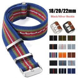 18mm 20mmm 22mm Nylon Elastic Watch Band for Men Woven Universal Bracelet Replacement Military Strap Parachute Woven Watch Band