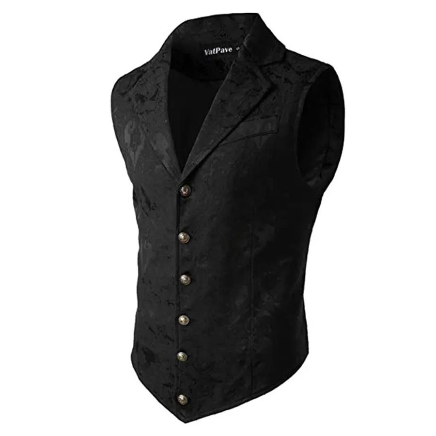 

2025 Men's Suit Vest Retro Gothic Waistcoat Men Casual Vests Stage Performance Costume Evening Party Sleeveless Jacket