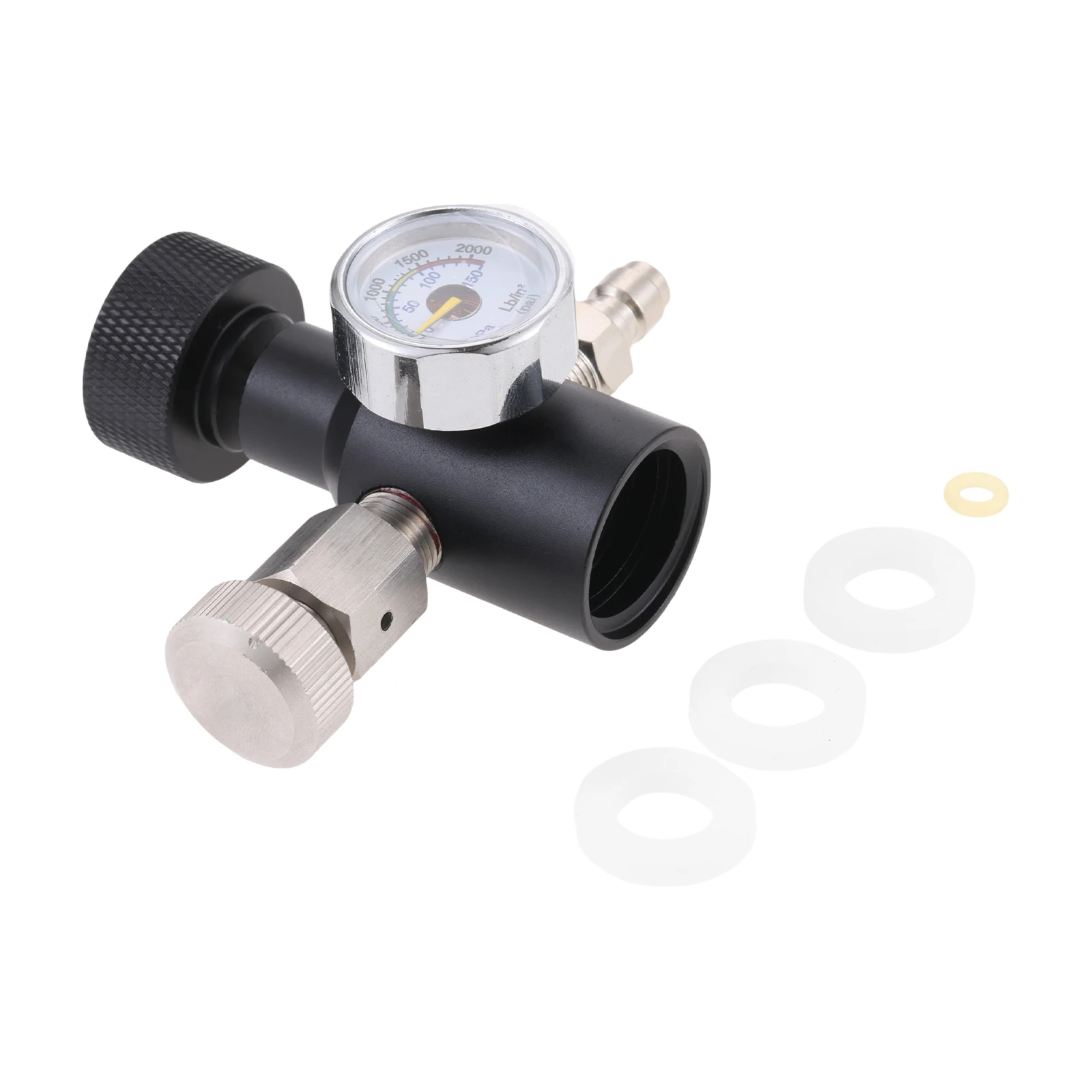 1Set Soda Water CO2 Cylinder Filling Station Adapter Quick Charge Refill Connector with 150 Bar Pressure Gauge and Bleed Valve