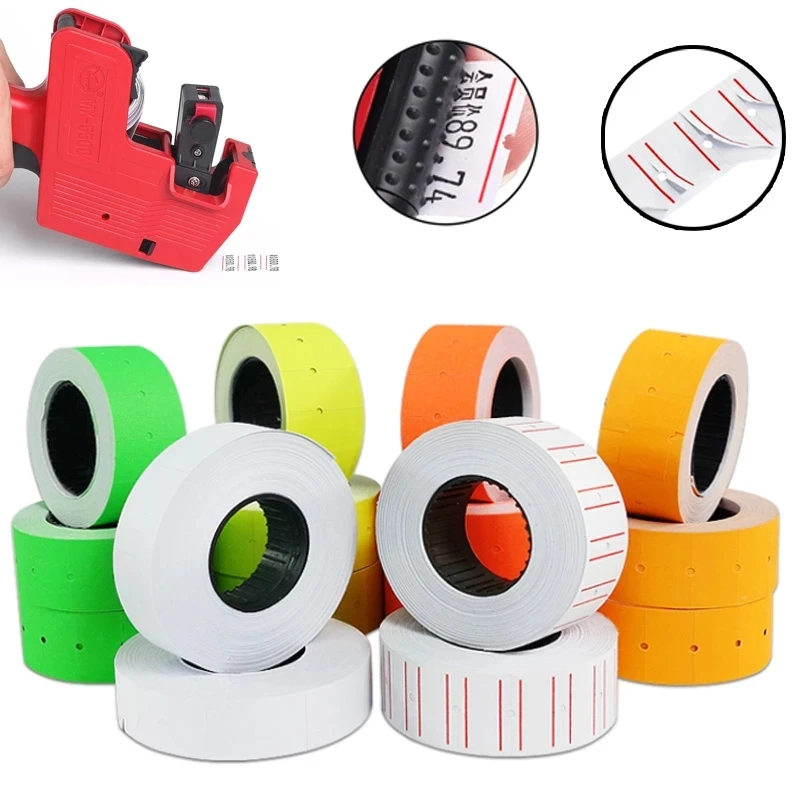 10 Rolls  Adhesive Price Labels Paper Tag Sticker Single Row Label for MX-5500 Price Gun Labeller Suitable For Grocery 21mmX12mm