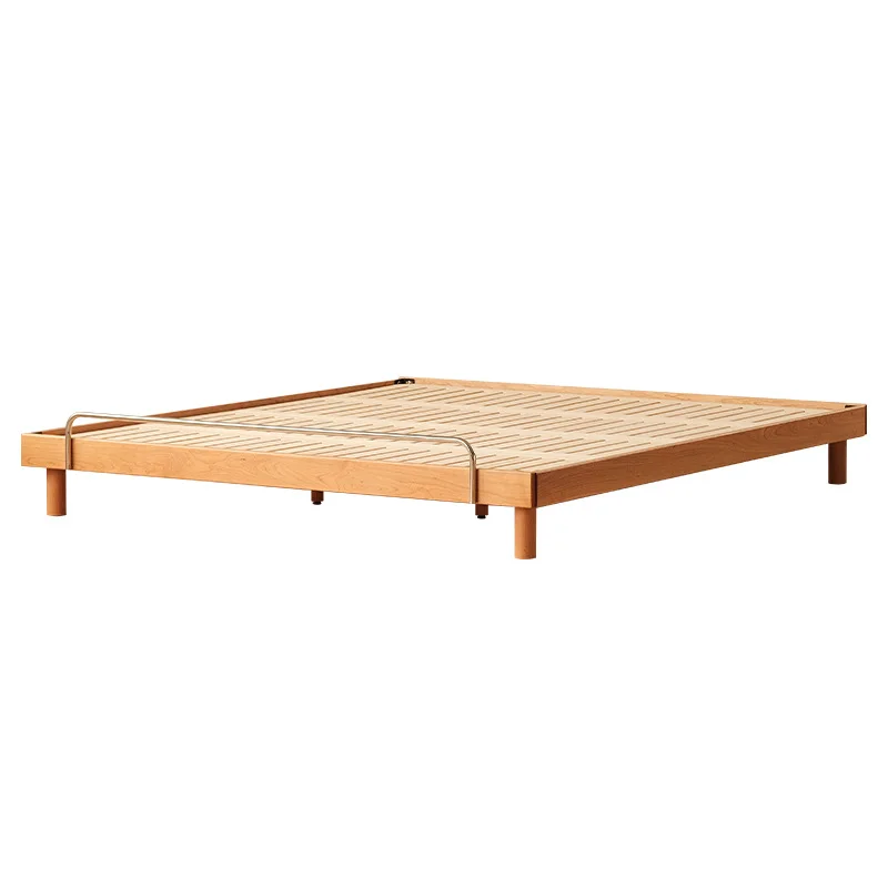 Huhu tatami bed Japanese solid wood double bed Cherry wood furniture 1.5 meters 1.8 meters Modern simple suspended bed