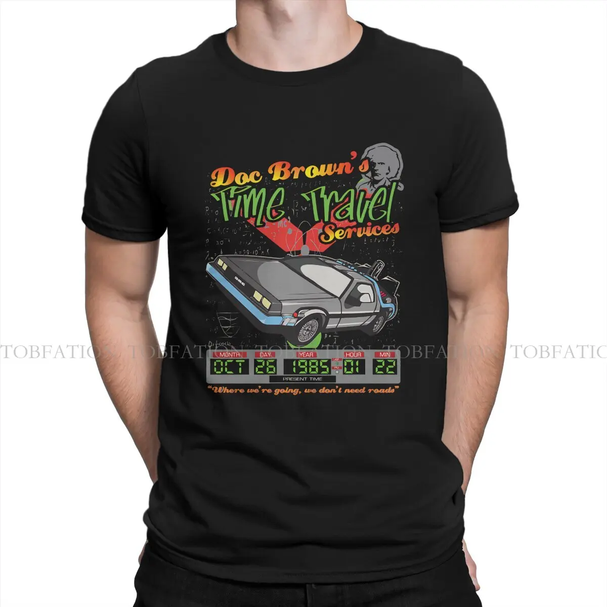 Back to the Future Film 100% Cotton TShirts Doc Browns Delorean Time Travel Services Personalize Men's T Shirt Clothing