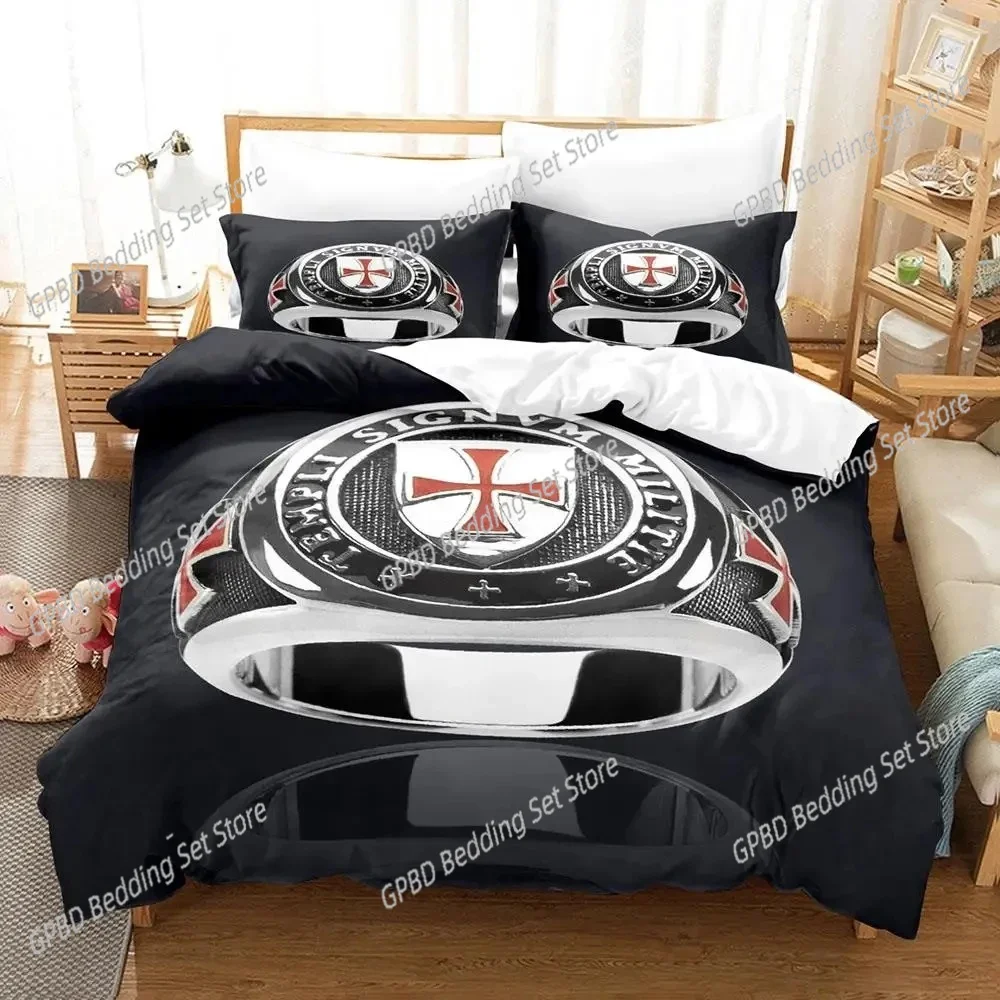 3D Print Christian Knights Templar Bedding Set Duvet Cover Bed Set Quilt Cover Pillowcase Comforter king Queen Size Boys Adult