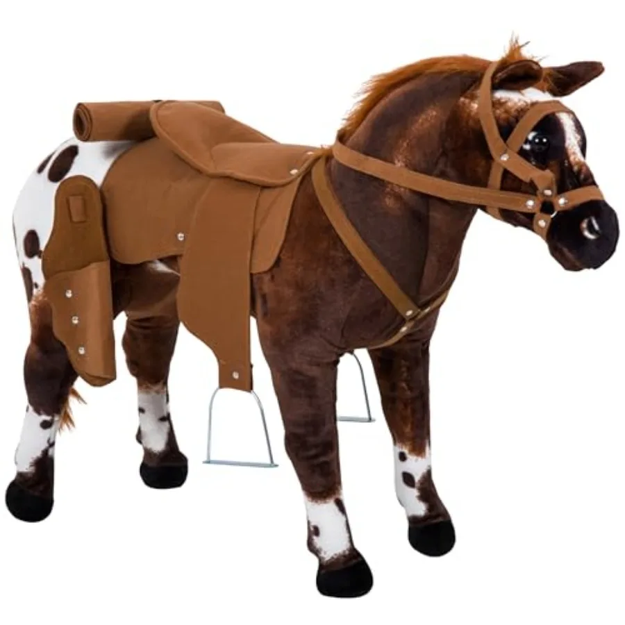 

Ride On Horse Toy for Toddlers 3-5 Years with Neighing and Galloping Sounds Stuffed Animal Horse with Padding Soft Feel Brown